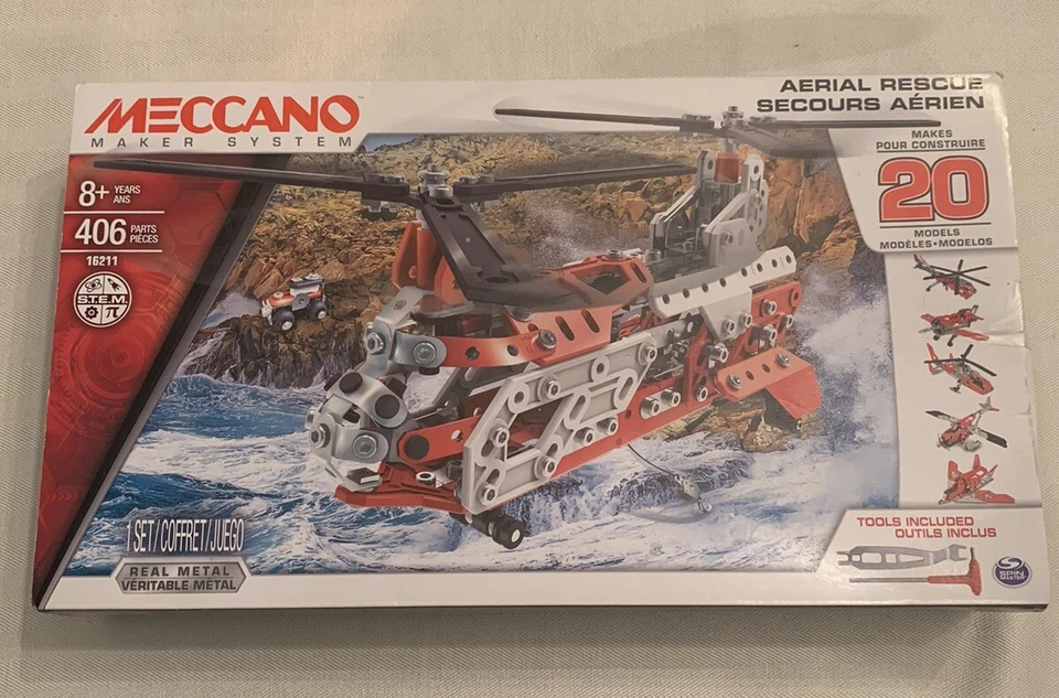 New - AERIAL RESCUE Helicopter - Meccano 16211 Makes 20 Models AIRPLANE - STEM - Image 1 of 4