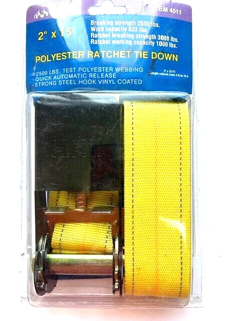 Correa de amarre de trinquete de 2" x 15' 2500 lb correas de poliéster liberación rápida 4011 Foto 1 de 4