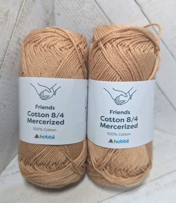 Hobbii Friends Cotton 8/4 Yarn-Lot of 2 Skeins-100% Cotton - Beige - Image 1 of 4
