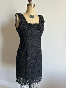 Vintage MENTA y LIMÓN Black Cocktail Embroidered Tank Top Dress.See pics. - Picture 1 of 14