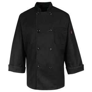 Red Kap Eight Pearl Button Black Chef Coat - Picture 1 of 4