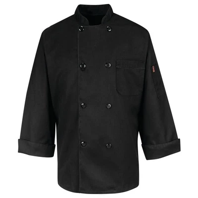 Red Kap Eight Pearl Button Black Chef Coat - Image 1 of 4