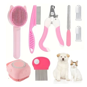 Kit 8 in 1 per cani e gatti, set con spazzola autopulente, tagliaunghie, pettine - Foto 1 di 6