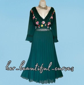 VESTIDO DE FIESTA MIDI PLISADO FLORAL BORDADO TALLA 24 ASOS - Imagen 1 de 6