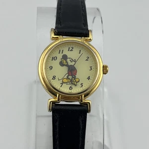 Vintage Disney Mickey Mouse Uhr Damen 24mm Goldgehäuse 6,5" Band - neue Batterie - Bild 1 von 9