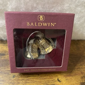 Baldwin Latón 24KT Tono Oro y Plata Acabado 3-D Campanas Brillantes Adorno - Imagen 1 de 7
