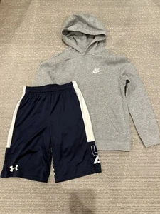 Boys Nike Hoodie With Under Armor Athletic Shorts Youth Medium - Picture 1 of 4
