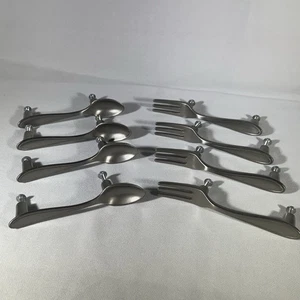 8er Set Utensilien Schublade Schrankgriffe 4 Gabel 4 Löffel Griff Küche Bar Silber - Bild 1 von 8