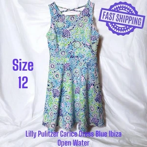 Lilly Pulitzer Carice Dress Blue Ibiza Open Water Girls Sz 12 FAST SHIPPING! - Picture 1 of 4