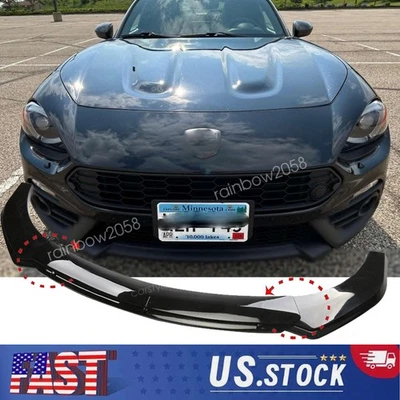 Front Bumper Lower Lip Gloss Black Car Accessory For 2017 Fiat 124 Spider Abarth - Image 1 of 4