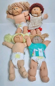 Lotto di 4 toppe cavolo vintage bambini 1978 1982 Xavier Roberts opera d'arte Appalachian - Foto 1 di 9