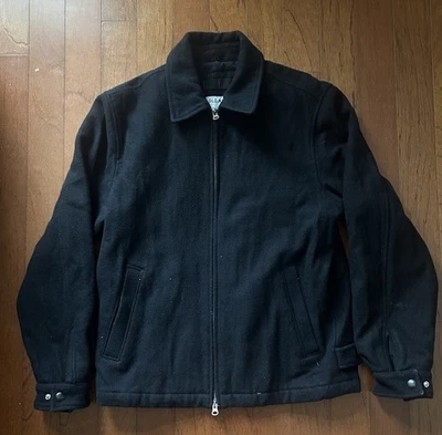 Old Navy Men’s Wool Blend Jacket Black Zip Up Size Medium Quilted Lining Y2K - Image 1 of 4