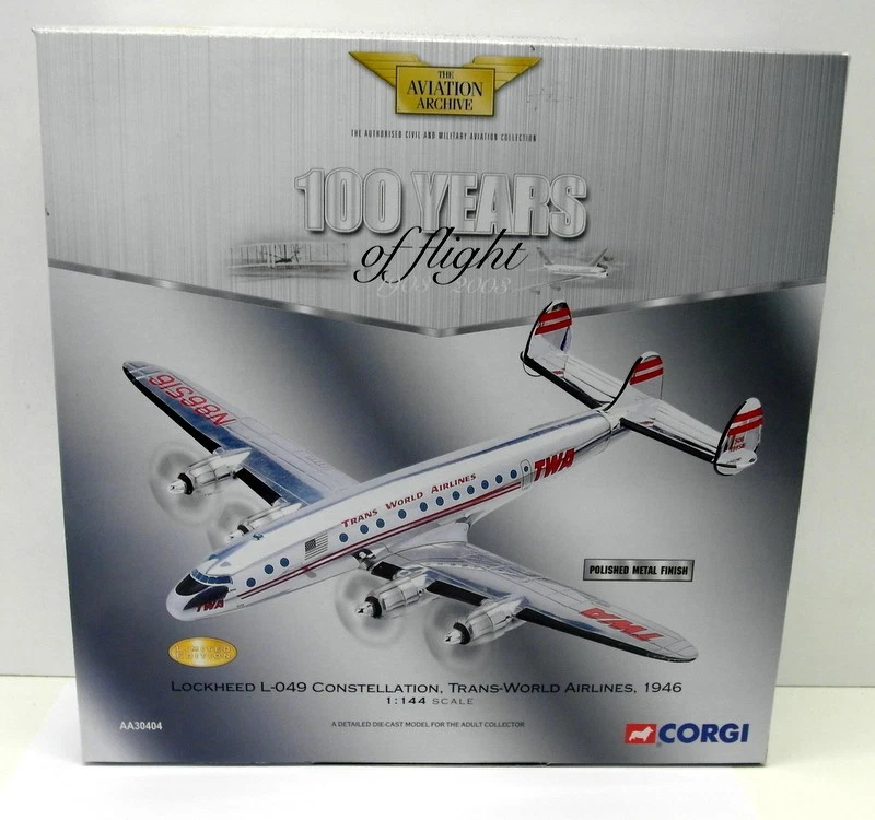 Corgi Escala 1/144 Diecast - AA30404 Lockheed L-049 Constellation Transworld 1946 Foto 1 de 3