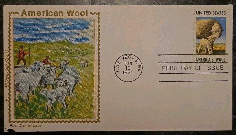 Colorano Silk FDC #1 America's Wool With Mark At Bottom Only 10k Printed Cv$300 - Image 1 of 2