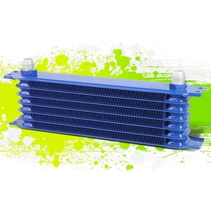 UNIVERSAL 7-ROW 10 AN ALUMINUM ENGINE/TRANSMIS SION/DIFFERENTIAL OIL COOLER BLUE - Picture 1 of 6