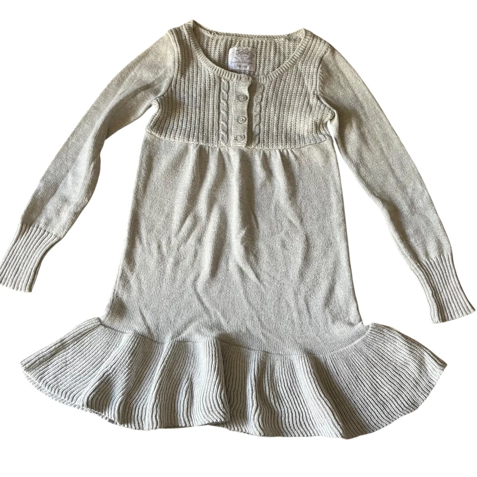 Vestido Suéter Justice Girls Talla 12 Tejido Manga Larga Gris Metálico Informal Volantes Foto 1 de 4