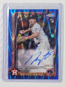 Topps Chrome Shay Whitcomb RC 2025 automático/150 refractor RayWave azul RA-SW Astros - Imagen 1 de 2