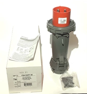 ⭐NOVO NA CAIXA⭐ Pass Seymour PS 4100P7W 100Amp Pin&Sleeve Plug 100A 480V 3W 4P - Imagem 1 de 4