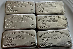Vintage 10 Oz .9995 Fine Silver Bar Ohio Precious Metals Mushroom Bar  - Picture 1 of 2