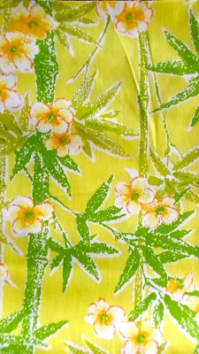 BTHYD DE COLECCIÓN AMARILLO VERDE BAMBÚ TROPICAL FLOR TELA ALGODÓN PESADO 46"W DECORACIÓN  Foto 1 de 2