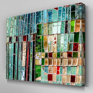 AB962 Modern green mosaic glass Canvas Wall Art Abstract Picture Large Print