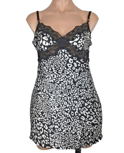 UNDERCOVER Abito da notte vestito slip Victorias Secret stampa leopardata grande nero orlo pizzo