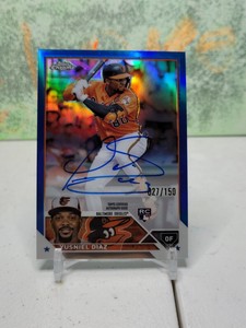 2023 Topps Chrome Rookie Autographs Blue Refractor #RAYDI Yusniel Diaz Auto /150
