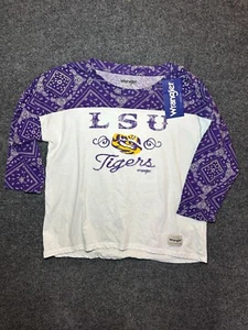 LSU Tigers Wrangler Women's Paisley Raglan Shirt Size Small White Purple NWT - Picture 1 of 3