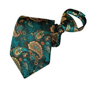 Men Paisley Floral Wide 8CM Zipper Pre-tied Neckties Wedding Party Ties HZ381 - Picture 1 of 16