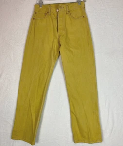 Levis 501 Jeans Men's 30X30 (actual 28x27") Yellow Denim Button Fly Straight Leg - Picture 1 of 8