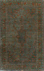 Tapis de salon vintage vert sage sur-colorant Mashaad fait main 6x10
