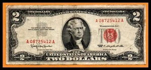 United States USA US VF Note $2 Dollar Series 1963 Red Seal A-A - Picture 1 of 2