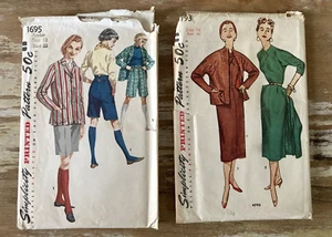 Vintage sewing patterns Simplicity 1695 4793 women's dresses blazer shorts 1950s - Picture 1 of 5
