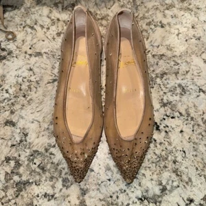 Christian Louboutin Follies Strass Flat Ballerina Mesh Crystal 35.5 - Picture 1 of 12