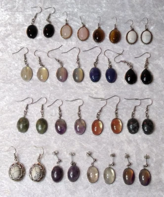 DIY-Perlen-Hängeohrringe-Konvolut- Halbedelstein/Mineralien - 16 Paare - NEU - - Bild 1 von 4