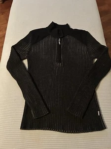 The North Face Black Ribbed 50% Wool 1/4 Zip Sweater A5 Series Women's L - Picture 1 of 6