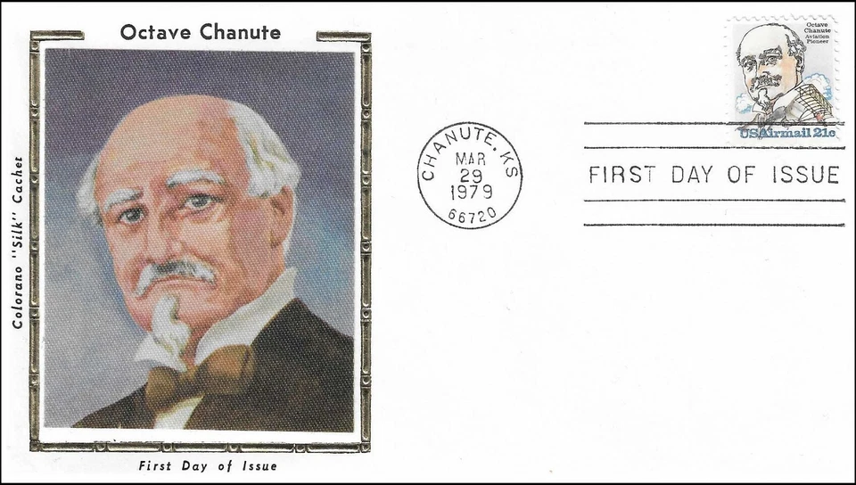 Octave Chanute Airmail Aviation Pioneer Flying Machines USA Colorano FDC  1979 - Image 1 of 1