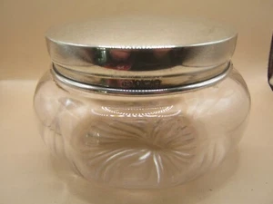 Birmingham 1920 Sterlingsilber & geschliffenes Glas Aufbewahrungsbox Glas beschriftet TENNIS - Bild 1 von 5