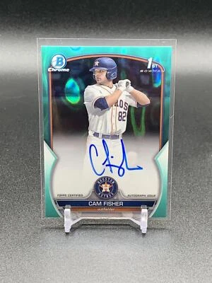 2023 Bowman Draft Cam Fisher CDA-CGI 1st Aqua Lava Refractor Auto /199 Astros - Image 1 of 2
