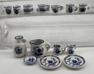 Juego de té azul y blanco miniatura Delft 15 piezas alemán - Imagen 1 de 6