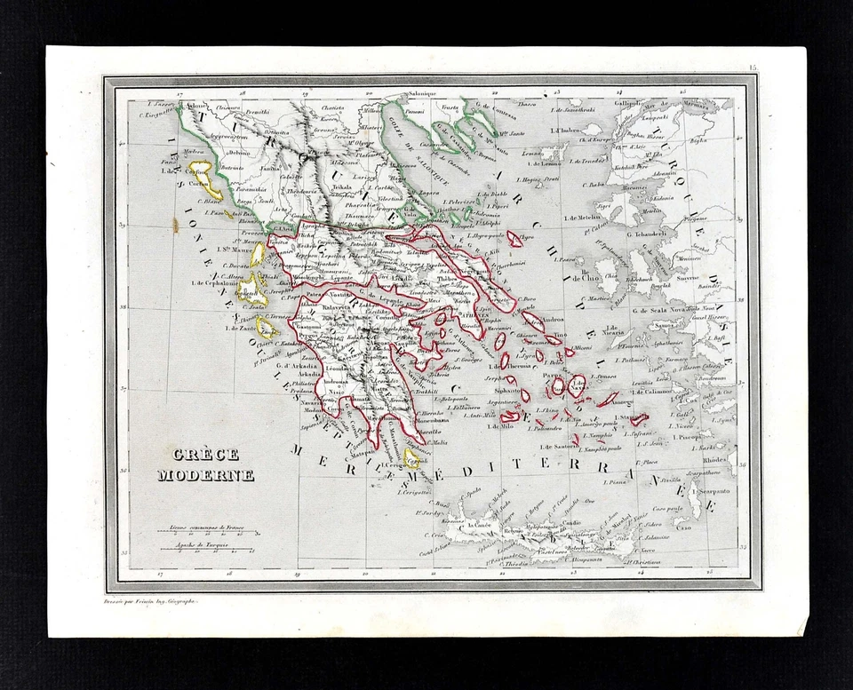 Mapa Monin Fremin 1835 - Grécia Atenas Corinto Cíclades Mar Egeu Turquia Europa - Imagem 1 de 1