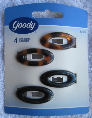 4 Goody 2002 Plastic Oval Hair Barette Clips 1 1/2" Secure Metal Stay Tight Back - Image 1 of 4