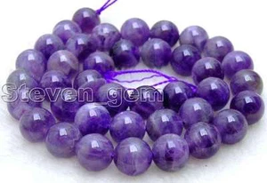 SALE Big 10mm Round High Quality Natural Amethyst beads strand 15" -los354 - Imagen 1 de 1