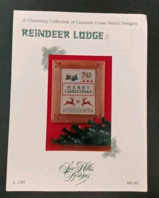 REINDEER LODGE Sue Hillis Designs Counted Cross Stitch Pattern No Charms - Image 1 of 3