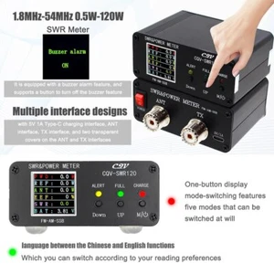 Wunschfarbe CQV-SWR120 LCD-Display Digital SWR & Leistungsmessgerät 1.8MHz-54MHz - Afbeelding 1 van 18