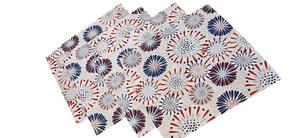 4th of July Isaac Mizrahi Patriotic Americana blau rot Stoff Dinner Servietten - Bild 1 von 8