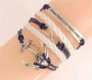 Leather Suede Charm Will Bracelet Bangle Boho Quality Jewellery Gift - Foto 1 di 1