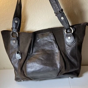Cristina Large Brown Leather Suede Handbag Tote Shoulder Bag Purse made in Italy - Picture 1 of 13