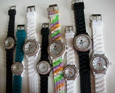 Women's Fashion Christmas Tree, Santa, Snowman, Rein Deer Silicone Stone Watches - Image 1 of 4