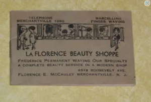 PAPEL ANTIGUO EPHÉMERA MERCHANTVILLE NJ LAFLORENCE TIENDA DE BELLEZA CALENDARIO TARJETA DE LLAMADAS - Imagen 1 de 3